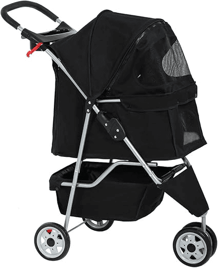 BestPet 3-Wheel Foldable Pet Stroller for Dogs and Cats
